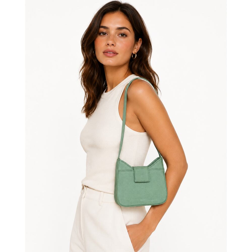 John Galt Brandy Melville Green Canvas Mini Shoulder Bag Casual Y2K Purse Small